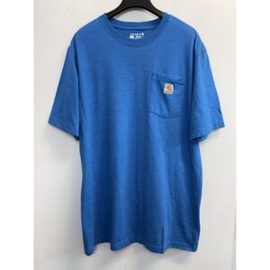 Carhartt Mens Sz L Tall Pocket Tee T-shirt Blue Loose Fit Workwear Cotton Blend